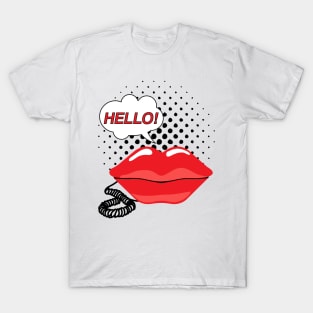 Retro Red Lips Telephone Pop Art T-Shirt